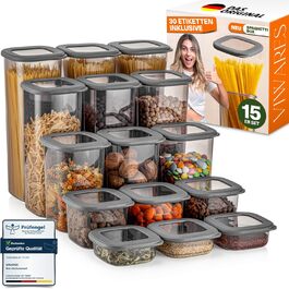 Набір контейнерів для зберігання продуктів з кришкою, 15 штук, BPA-Free, для круп, борошна, цукру, сіллю, сімейний набір для кухні
