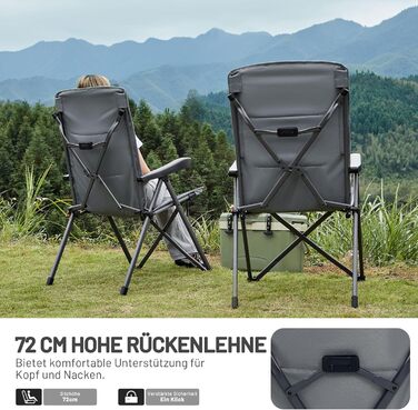 Набір кемпінгових стільців Timber Ridge (2 шт) складані, з високою спинкою, регульовані (3 положення), вантажність 160 кг, сірі