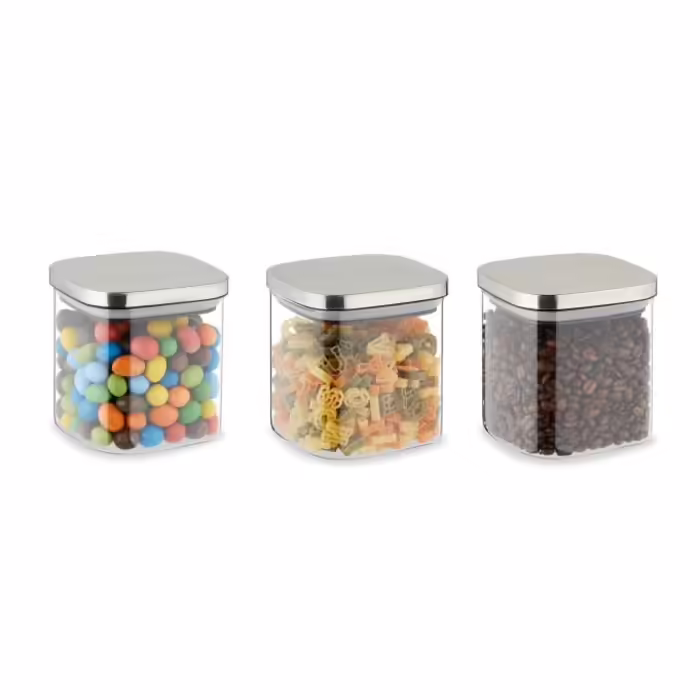 Relaxdays Set of 3 Storage Jars with Lids, 600 ml