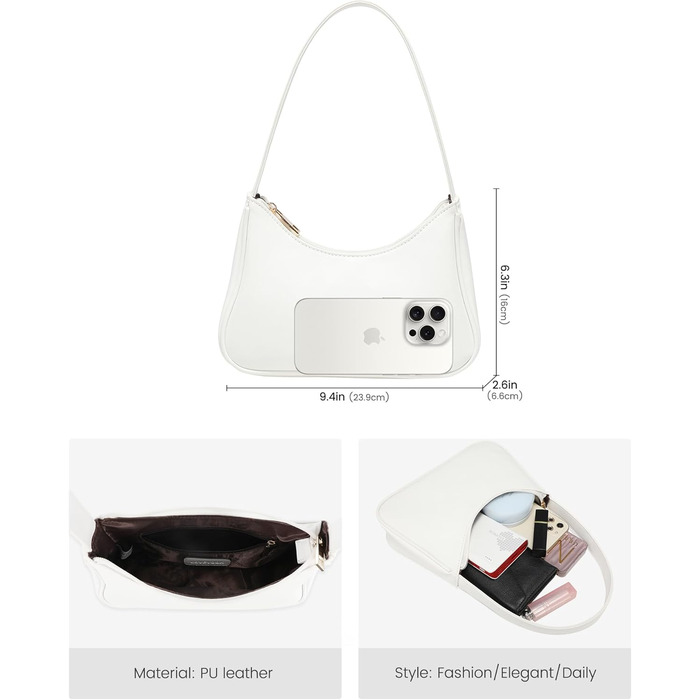 Сумка жіноча LOVEVOOK міні клатч через плече, біла екошкіра - для побачень, вечірок, покупок