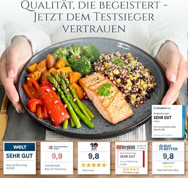 Набір посуду з каменю Ibiza 24 елементи (6 осіб) Pure Living сірий - Набір тарілок та мисок, Tafelservice