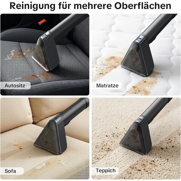 Портативний пилосос для чищення м'яких меблів Lubluelu 600 Вт, 18 кПа, з функцією самоочищення та насадкою для килимів, диванів та авто (чорний)