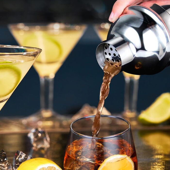Набір бармена з нержавіючої сталі 14 предметів, 750 мл - професійний, для приготування коктейлів, барний інструмент, подарунок