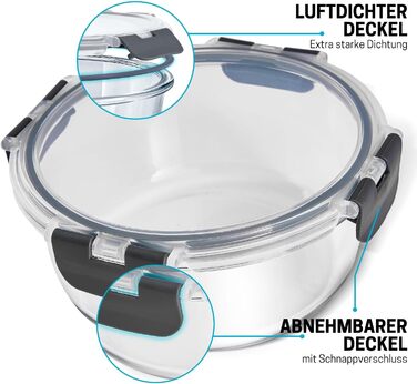Контейнери для їжі Igluu Meal Prep, скляні, набір 3 шт (400/650/950 мл) - BPA-free, мікрохвильовка, духовка, морозилка, посудомийка