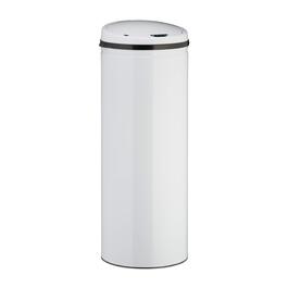 Відро для сміття Relaxdays Sensor 50л, нержавіюча сталь, біле, з автоматичним електричним кришкою, 80x30 см