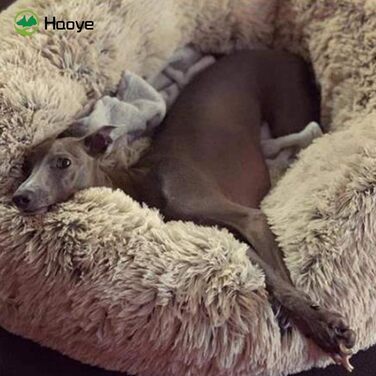 Кругле ліжко для собак та котів Haoye, м'яке, плюшеве, Ø 60 см, 7 розмірів, бежеве