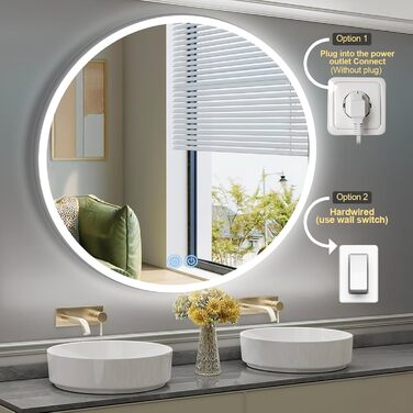 Дзеркало для ванної кімнати з підсвічуванням 80x80 см Fow Halo Simple, LED, сенсорне управління, IP65, пам'ять, 3 кольори, регулювання яскравості, проти запотівання, HD скло