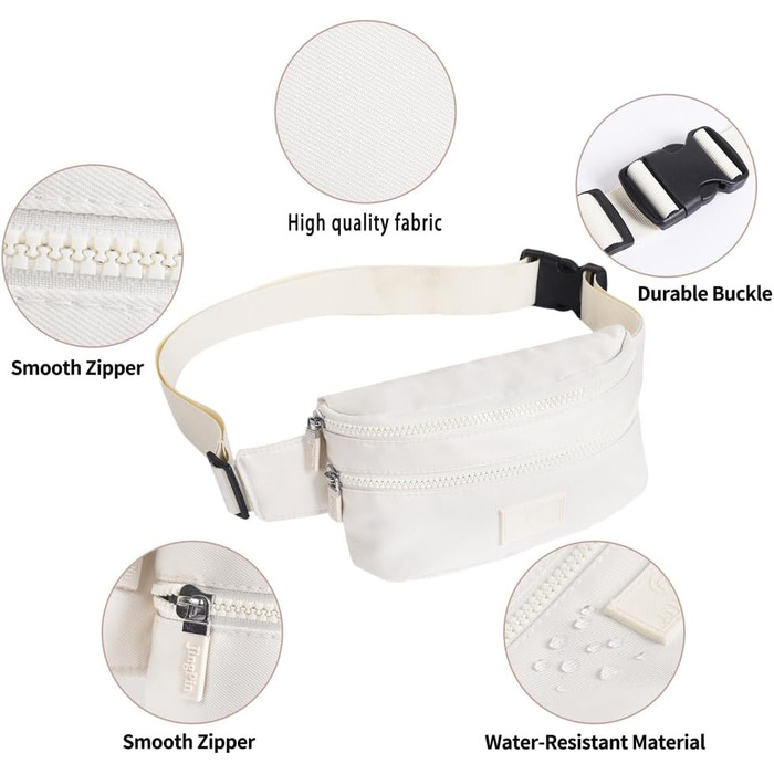 Поясна сумка на пояс для жінок та чоловіків, спортивна, водонепроникна, велика, для телефону, на бігу, бежева