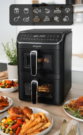 Вертикальна двокамерна аерофритюрниця 11л Air Fryer 2800W, 12 режимів