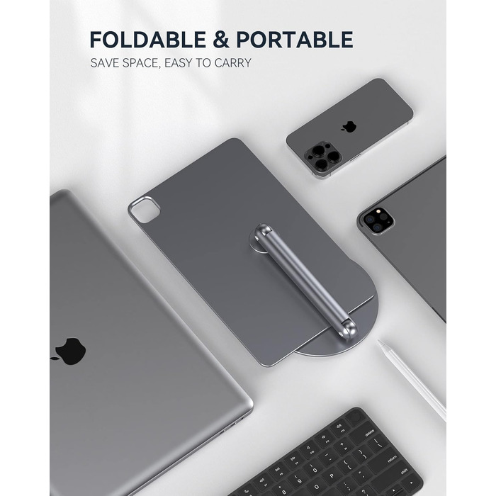 Магнітна підставка LULULOOK для iPad Pro 12.9 та iPad Air 13'' M4/M3/M2 — поворотна на 360°, складна, алюмінієва