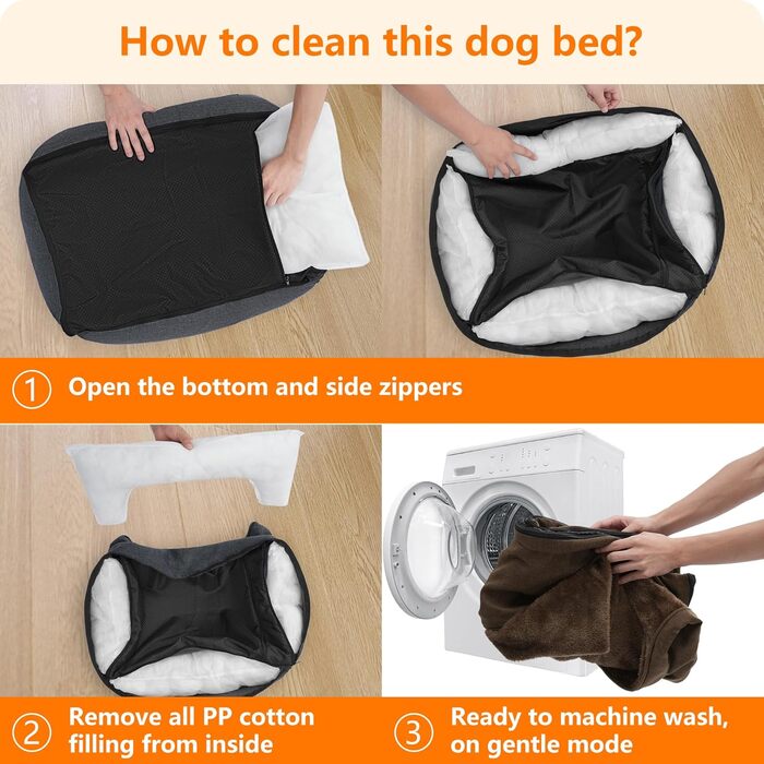 HMTOPE Dog Bed, Dog Sofa, Dog Cushion, Dog Basket, Removable and Washable, 110 x 86 x 26 cm (L 120 x W 90 x H 30 cm, Brown)