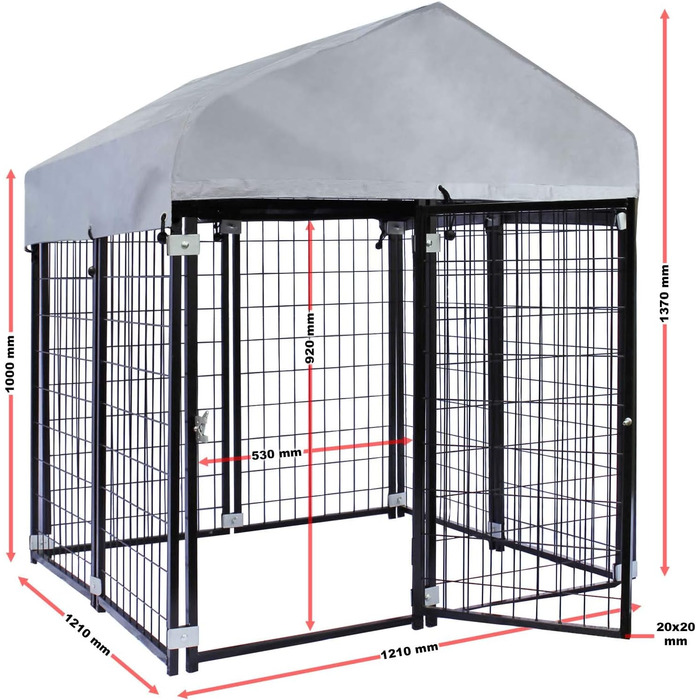 Будка для собак Wiltec з дахом 121x121x137 см, міцна сталева конструкція, вулиця