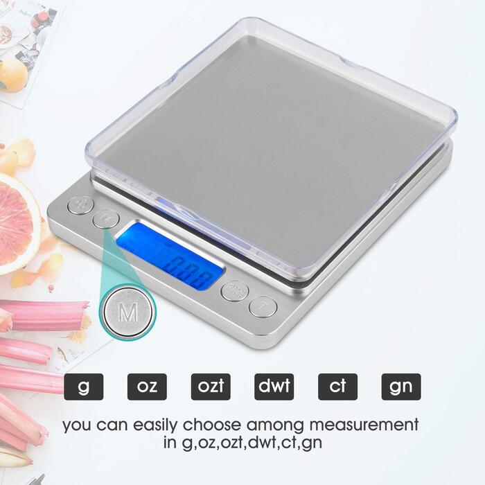 Кухонні ваги електронні 3 кг/0,1 г з LCD дисплеєм (срібні)