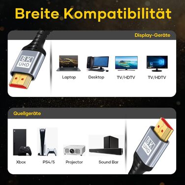 HDMI 2.1 кабель 3 метри: 8K, 48Gbps, Ultra Highspeed, HDR10, eARC, 3D, HDCP 2.2/2.3, сумісний з PS5/PS4, X-Box, HDTV, Blu-ray, монітор, ноутбук