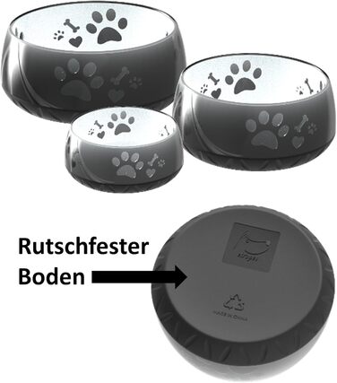 Миска для собак великих та маленьких порід - годівниця/поїлка S/M/L з неслизьким дном (1800 мл, чорна)