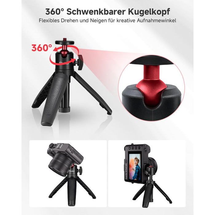 Штатив для смартфона Rollei з автоматичним відстеженням обличчя та вбудованим акумулятором для TikTok Live Streaming (міні-штатив)