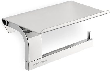 Stainless Steel Toilet Paper Holder with Shelf - Chrome Finish | Premium Toilet Paper Holder with Phone Storage | Bathroom Tissue Dispenser