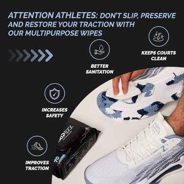 GRIPEXX Shoe Cleaner Wipes, 70 Shoe Wipes, Removes Dirt, Grime & Provides Traction, 2-in-1 Multipurpose Sneaker Wipes for Basketball Shoe Grip & Sneakerheads