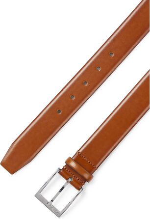 Чоловічий шкіряний ремінь BOSS Elloy-PC-An, італійського виробництва з логотипом, колір: Medium Brown