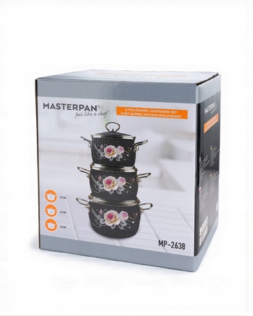 Набір емальованого посуду MASTERPAN, 6 предметів, високі, для індукційних та газових плит