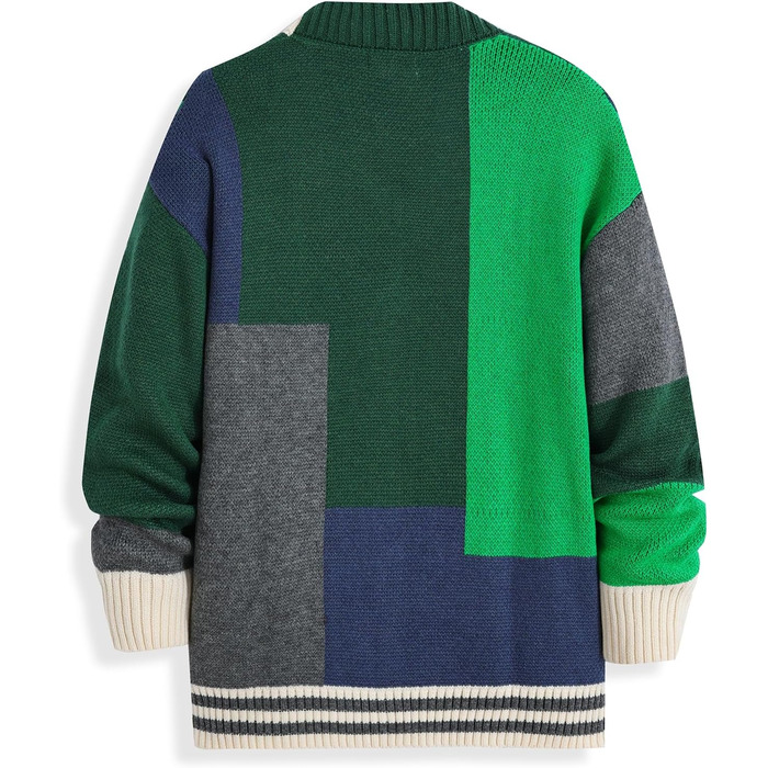 Чоловічий в'язаний кардиган Gurunvani з довгими рукавами та ґудзиками (M, Ks06green)