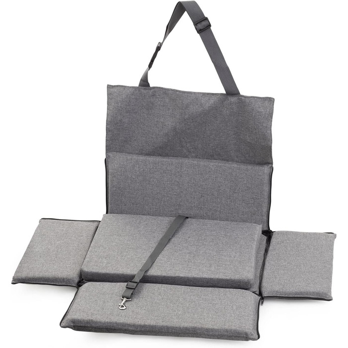 Автомобільний сидіння для собак середніх та великих порід, сіре, розмір M (60x41 см), матеріал: поліестер (імітація льону)