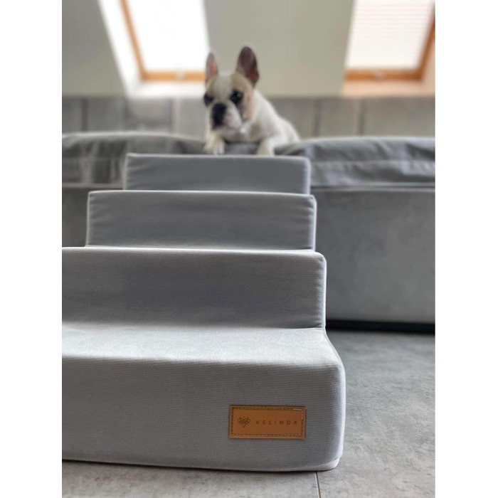 Сходинки для собак Velinda з 4 ступенями, котяча драбина, допомога у вході для домашніх тварин, матеріал - піна (темно-синій, Cord)