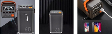 Потужний швидкий павербанк 60000 mAh 36W QC PD USB-C — зовнішній акумулятор для подорожей