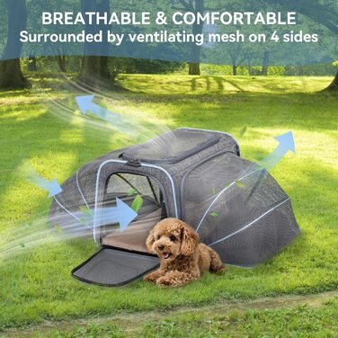 Транспортна переноска для кота/собаки Petsfit - складана переноска для авто, сіра, M