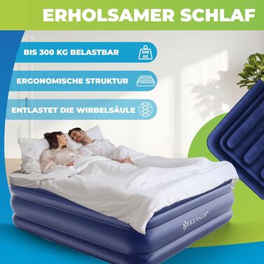 Надувна матрац KESSER® з електричним насосом, самонадувна, для гостей, кемпінгу та дому, 203 x 95 x 51 см, блакитна