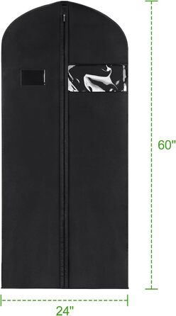 Чохли для одягу KEEGH, 10 шт. - захисні мішки для зберігання одягу, костюмів, пальто, сорочок, 60x152 см, чорний, фліс