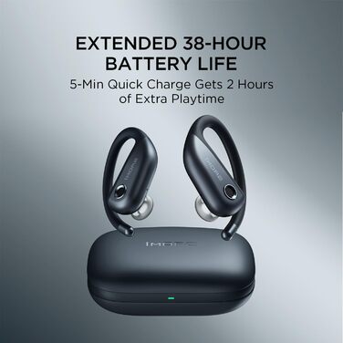 1MORE Fit S50: Бездротові навушники-вкладки для спорту з мікрофоном, Bluetooth 5.3, ENC шумозаглушення, IPX7, 38 годин роботи, швидка зарядка (Чорний)