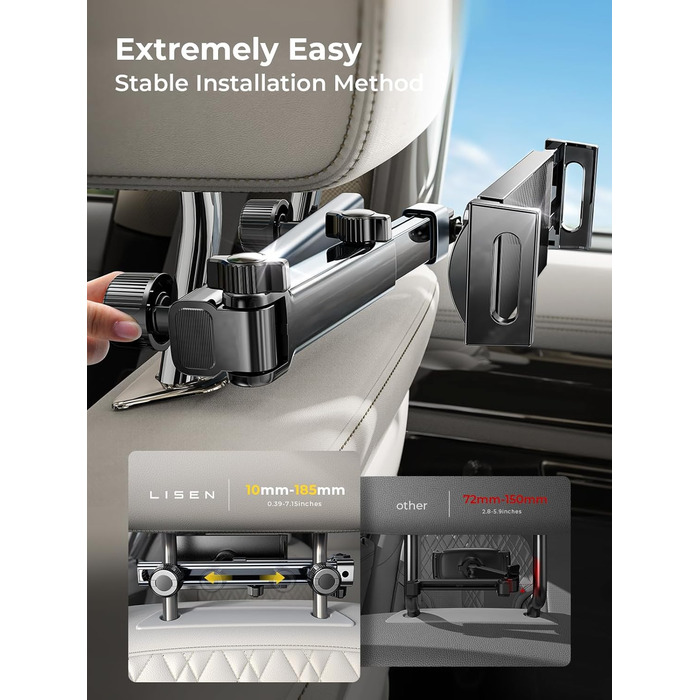 Утримувач для iPad/Samsung, універсальний автотримач для планшетів, органайзер в авто, чорний