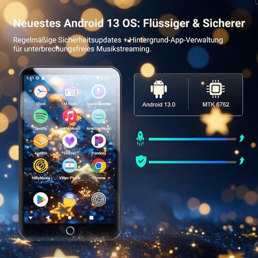 MP3 плеєр Mechen 160GB з Wi-Fi, Bluetooth, Android 13, 4