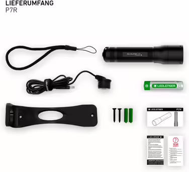 Ліхтарик Ledlenser P7R LED, акумуляторний, фокусування, 1000 люмен, 210 м, 40 годин, чорний