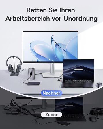 Базаус Док-станція USB-C 12-в-1 для ноутбуків Dell/HP/Lenovo/Asus/Acer/Mac, 2 монітори 4K HDMI, 10Gbps USB-C/A, 100W PD, Gigabit Ethernet