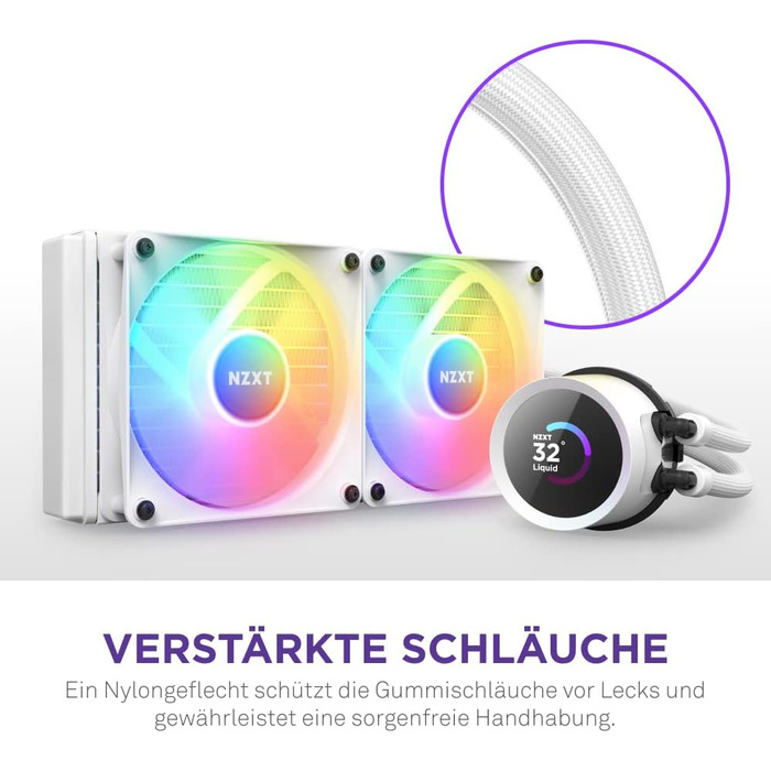 NZXT Kraken RGB 240 - Рідинна система охолодження CPU з LCD-дисплеєм, білий, 2023