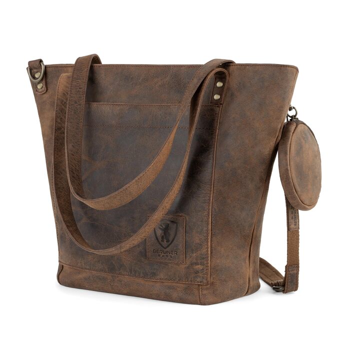 Сумка жіноча шкіряна через плече Berliner Bags Verona Vintage (Earth) - велика шопер сумка з YKK блискавкою