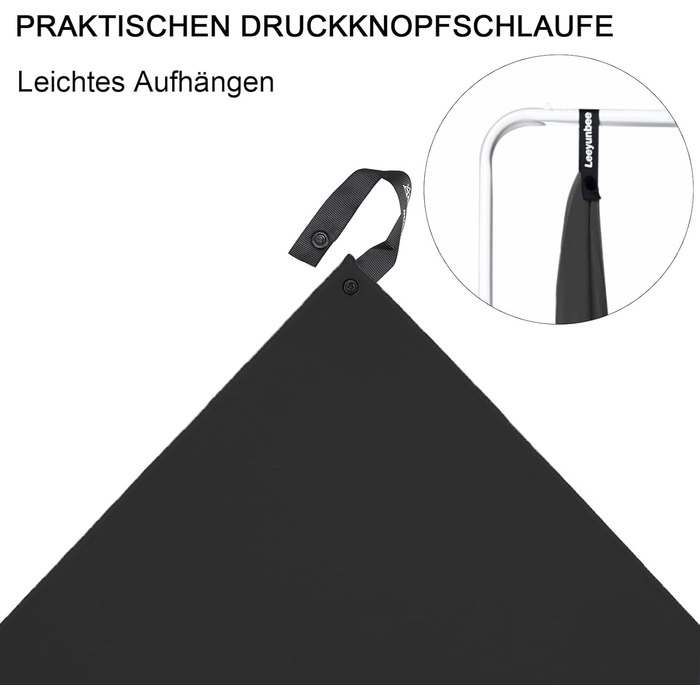 Набір рушників Leeyunbee з мікрофібри (2 шт.) - 160x80 см + 80x40 см, швидковисихаючі, для спорту, подорожей, пляжу (чорний)