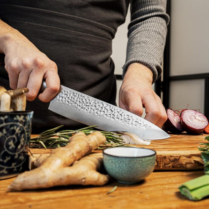 Професійний кухонний ніж KOTAI Gyuto 20 см, японський стиль, ручна робота, ультрашарпий 440C нержавіючий метал