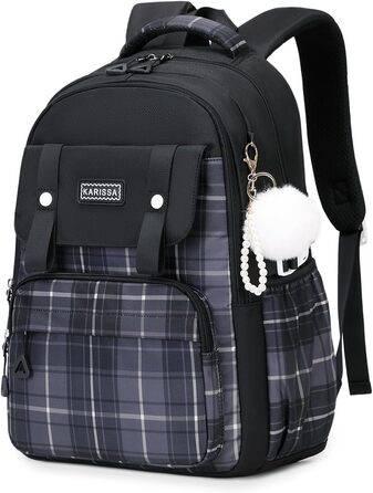 Шкільний рюкзак для дівчаток: велика місткість, стильний дизайн, Kawaii, чорний