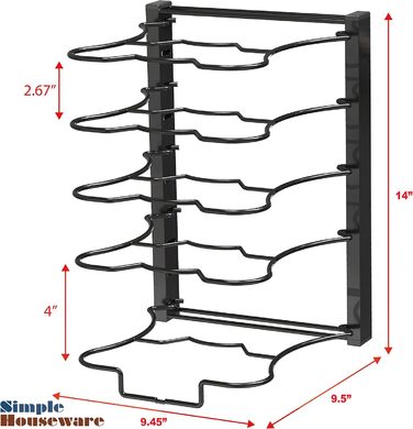 Організатор для каструль SimpleHouseware з 5 відділеннями, регульована висота, чорний
