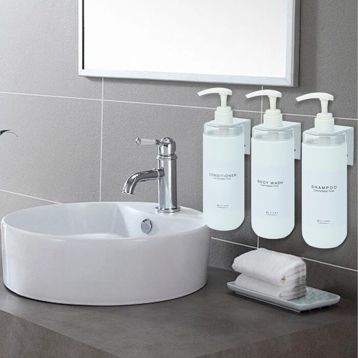 Набір дозаторів для душу GOYISEE, 3 шт. сірого кольору для мила та шампуню, аксесуари для ванної кімнати