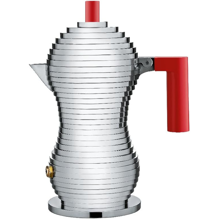 Еспресо-машина Alessi Pulcina MDL02/6 - 6 чашок, литий алюміній, червона