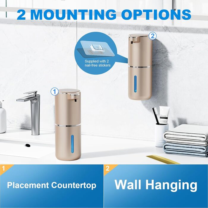 Автоматичний диспенсер для мила Amyzavls, 380 мл, USB, сенсорний, для ванної, кухні, офісу, інфрачервоний сенсор, підтримка рідкого та пінного мила