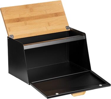 Бак для хліба з бамбука та металу, чорний | Бак для хліба, контейнер для хліба