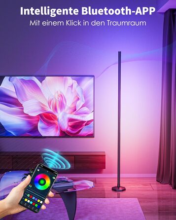 LED-стійка лампа WISIMMALL для вітальні з RGBIC, диммуванням та керуванням через додаток, 170 см, 16 мільйонів кольорів, 300 режимів, музичний синхронізація, для дому