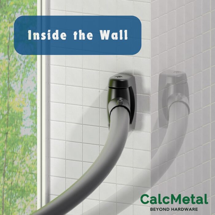 Регульована вигнута штанга для душу 107-182 см з 12 кільцями для душу - для ванної, гардеробу, кухні. Легка установка, хром.