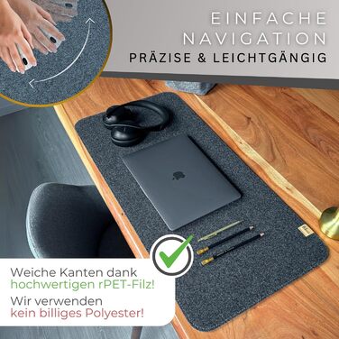 Підкладка на стіл Kontor28® з фетру 80x37.5 см, антрацит - Made in Germany