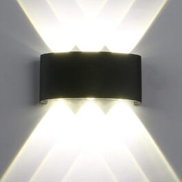 Yosoan LED Wall Light Up&Down Outdoor Wall Light including 4x 1W Natural White Light Bulb Outdoor Light Outdoor Lamp Wall Lamp for Indoor and Outdoor Use (6x1W 4000K)